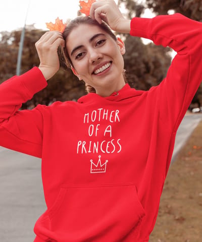Moederdag Hoodie Mother Of A Princess - Kleur Rood | Maat XS | Moederdag Cadeautje Voor Mama's