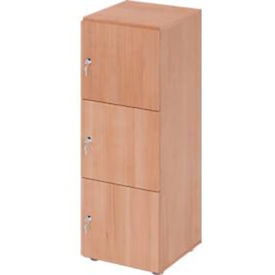 Lockerkast Topas Line, 3 x ordnerhoogte, 3 compartimenten, cilinderslot, B 400 x D 420 x H 1100 mm, notenhout/walnoot
