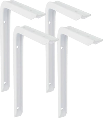 AMIG Plankdrager/planksteun van aluminium - 4x - gelakt wit - H350 x B200 mm - heavy support - boekenplank steunen