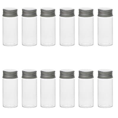 Dailygoods- Decoratieve Flessen 12 Stuks - 30 ml Helder Glas - Lege Potten - Aluminium Deksels - Kleine Containers - Bruiloft Decoraties - Sample Potten