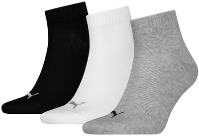 Puma Quarter sokken - Maat 47 - 49 cm Elastisch katoenen sokken voor dames en heren - Zwart - Grijs - wit