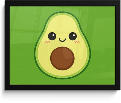 Poster in lijst - Fotolijst 40x30 cm - Posters - Avocado - Groen - Speels - Posterlijst zwart - Decoratie - Wanddecoratie woonkamer - Muurdecoratie slaapkamer