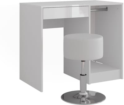 Vicco Sherry Kaptafel – 89.8 cm met kruk Wit/wit hoogglans