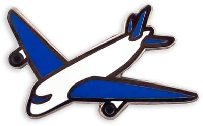 Pinets Travel Collectie - Vliegtuig Broche - Wit-Blauw - Hard Emaille