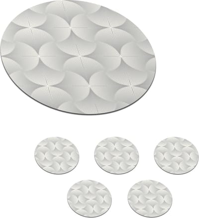 Onderzetters voor glazen - Rond - Patronen - Zilver - Retro - 10x10 cm - Glasonderzetters - 6 stuks