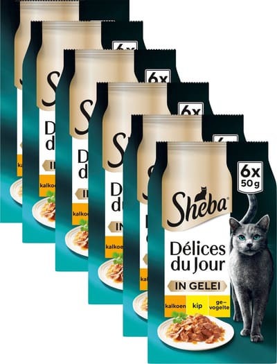Sheba Kattenvoer - Délices du Jour - Gevogelte Selectie in gelei - Natvoer - 36 x 50 g