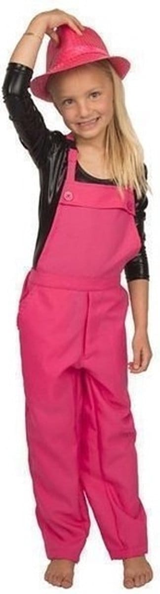 Faram Party Verkleed tuinbroek/overall - roze - voor kinderen - carnaval 128