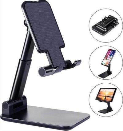 *** Telefoon/tablethouder - Opvouwbaar en Verstelbaar - Zwart - Bureau Kantoor - Thuis werken van Heble® ***