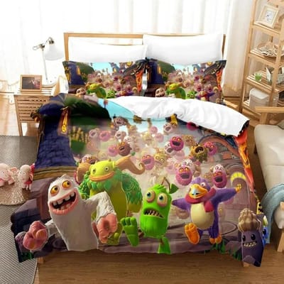 Spel My Singing Monsters Beddengoed Set Dekbedovertrek Bedset Dekbedovertrek Kussensloop Dekbed King Queen Size Jongens Volwassenen Beddengoedset 135X200cm-2pcs