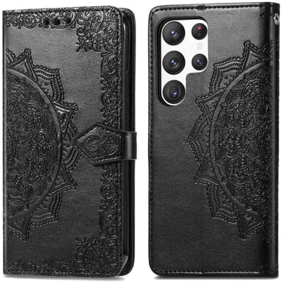 imoshion Hoesje - Geschikt voor Samsung Galaxy S23 Ultra - Mandala Bookcase - Zwart