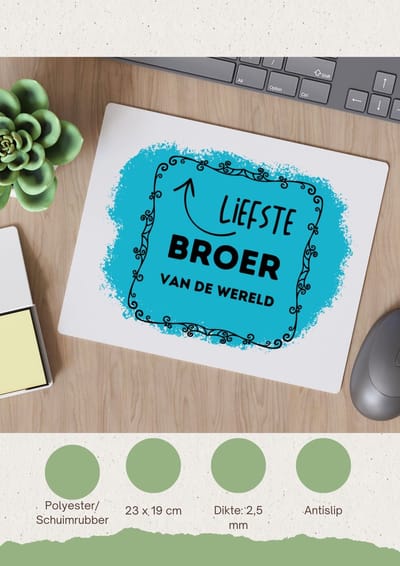 Akyol - liefste broer van de wereld Muismat - Broer - de liefste broer - verjaardag - cadeautje voor broer - broer artikelen - kado - geschenk - 23 bij 19 cm