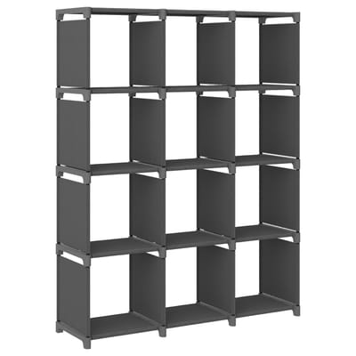 vidaXL - Kast - met - 12 - vakken - 103x30x141 - cm - stof - grijs