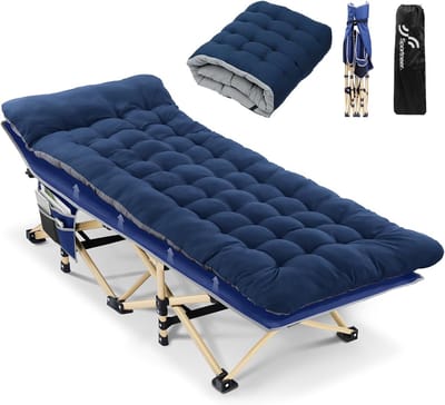 Opklapbed - Campingbed matras - Ontspannen buiten - Hoge belastbaarheid - 188 x 71 cm - Blauw