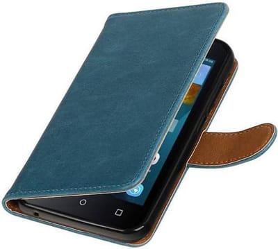 Zakelijke Book Case Telefoonhoesje Geschikt voor de Huawei Y560 - Portemonnee Hoesje - Pasjeshouder Wallet Case - Blauw