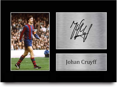 Johan Cruijff Foto - Voetbal Memorabilia - Fan Cadeau - Gedrukte Gesigneerde Replica - A4 formaat - Zwart