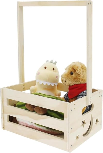 Speelgoedmand Hout - Opbergmand Kinderen - Speelgoed Opbergen - Ruimtebesparend Ontwerp - 51.5 x 34.4 x 23 cm