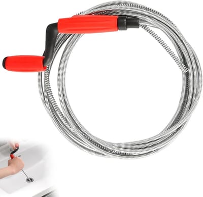 Afvoerreiniger - Rioolveer - Verstoppingen Verwijderen - Flexibel Roestvrij Staal - 5 Meter - Rood