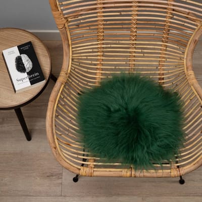 WOOOL Schapenvacht Chairpad - IJslands Groen (38cm) ROND - Stoelkussen - 100% Echt - Eenzijdig