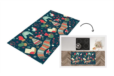 Keukenloper - Loper keuken - Winter - Design - Thee - Handschoenen - Muts - 120x60 cm - Keukenloper vinyl