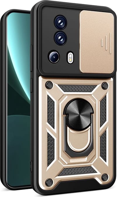 MobyDefend Hoesje - Geschikt voor Xiaomi 13 Lite - Pantsercase Met Draaibare Ring - Goud