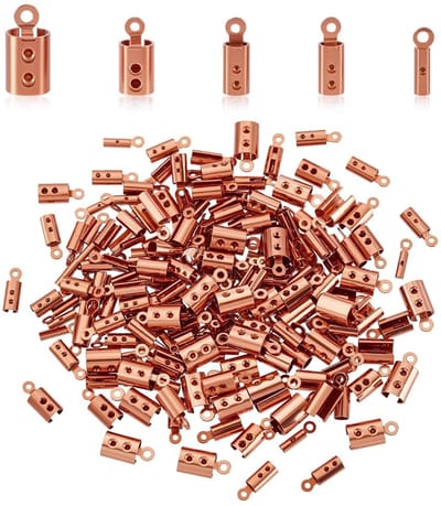 JHUBERS- Sieraden Crimp Uiteinden - 200 Stuks - Roestvrij Staal - 5 Maten - Voor Armbanden/Kettingen - Roségouden Afwerking - Duurzaam en Elegant - Koorduiteinden