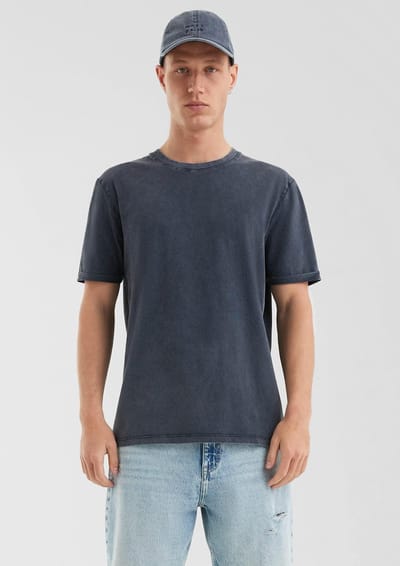 T-shirt effen met ronde hals QS