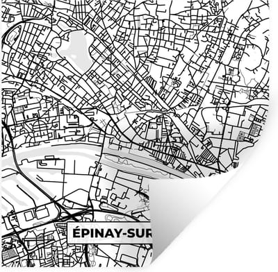 Muurstickers - Sticker Folie - Frankrijk - Plattegrond - Épinay-sur-Seine - Stadskaart - Kaart - Zwart wit - 100x100 cm - Plakfolie - Muurstickers Kinderkamer - Zelfklevend Behang XXL - Zelfklevend behangpapier - Stickerfolie