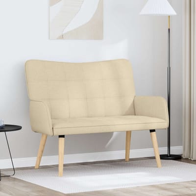 vidaXL - 2-Zits - Sofa - Crèmekleurig - 115 - x - 61 - x - 87 - cm - Stof