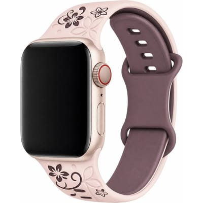 123watches Livia bloemen print bandje - siliconen - roze - 38 · 40 · 41 & 42 mm - Geschikt voor Apple Watch series 1/2/3/4/5/6/7/8/9/10/11/12/SE/SE2/SE3