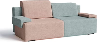 Uitklapbare Sofa-Bed voor de Woonkamer, Bank met Opbergruimte, Gestoffeerde Zetel met Slaapfunctie - Slaapbank HOOK - Oudroze + Turquoise (Diosa 60 + 70)