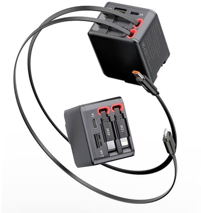 GaN Snellader -USB-C oplader -65W- Fast Charger voor Samsung Galaxy en iPhone -geleverd met 2 wortel65 cm laadkabels- USB-uitgang-Type-C-uitgang- Geschikt voor MacBook Pro/Air -Apple iPhone- Gecertificeerd - Zwart