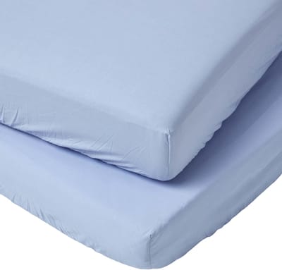 Homescapes Baby Hoeslaken Peuter/Juniorbed 70x140 cm – 2 stuks – Blauw – Egyptisch Katoen – OEKO-TEX®
