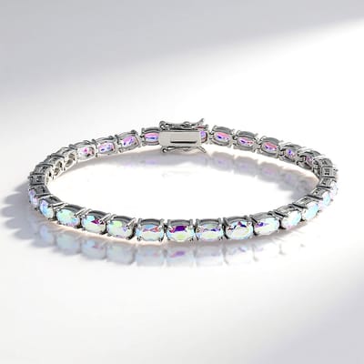 Cavill - zilveren armband - 925 zilver gerhodineerd - 30x ovale maanlichtkwarts 9,45 ct - elegant & luxe sieraden voor dames
