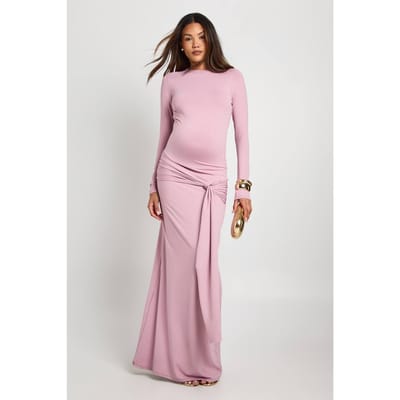 boohoo Dames Zwangerschap Onderbuik Tie Drop Zoom Maxi | Mauve | Maat: 38