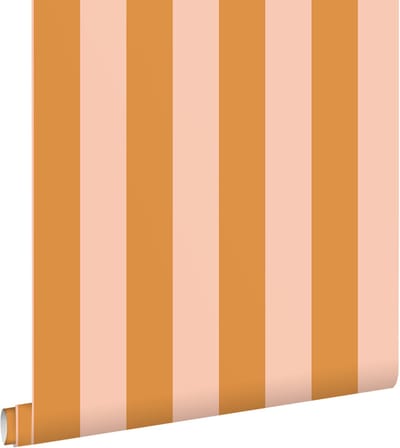 ESTAhome behang strepen oranje en roze - 0.53 x 10.05 m - 131924