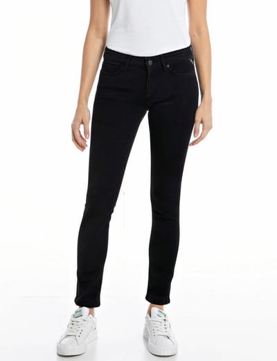 Replay Dames Jeans Broeken NEW LUZ skinny Fit Zwart 26W / 28L Volwassenen