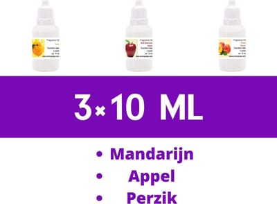 Geurolie Set Fruit 2 – Cosmetische Geuroliën voor Zeep, Kaarsen en Cosmetica – 3x 10 ml Geconcentreerde Fruitgeuren Mandarijn Yuzu, Appel en Perzik – Gietzeep, CP Zeep, Parfum en Huisparfum – DIY, Cadeau en Hobby – ArinKaSoap