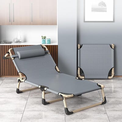 Klapbed voor Volwassenen - Kampeerbed Ligbed - Buiten Ontspannen - 4 standen verstelbaar - 190x68cm - Grijs