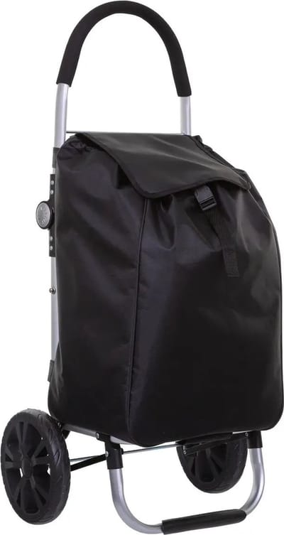 5Five Boodschappen trolley tas met wielen - 51 liter - zwart - 44x37x98 cm - Het topmodel trolley