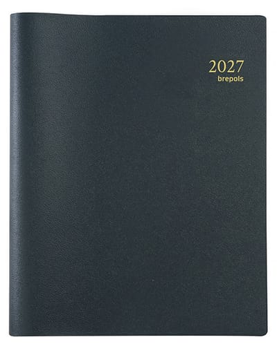 Brepols bureau agenda 2027 - TIMING [0.136] - GENOVA - Bureau agenda - 1 week op 2 pagina's - Weekoverzicht - Gespiraleerd - Zwart - 17.1 x 22 cm