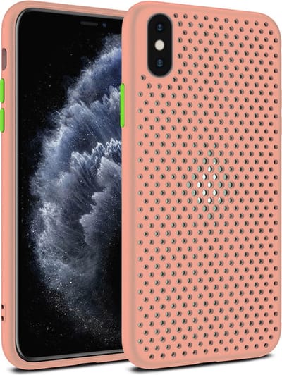Smartphonica iPhone X/Xs siliconen hoesje met gaatjes - Zalm geschikt voor Apple iPhone X/10;Apple iPhone Xs