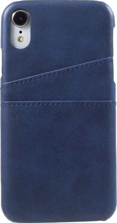 Peachy Duo Cardslot Wallet Pasjes Hoes Leer geschikt voor iPhone XR - Blauw