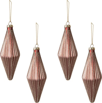 Clayre & Eef Kerstbal Set van 4 Overig Ø 5 cm Roze Glas Kerstballen