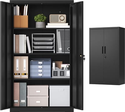 SONGMICS - Archiefkast - Stalen Kast met 2 Deuren - Afsluitbaar - 3 Verstelbare Legplanken - Voor Kantoor