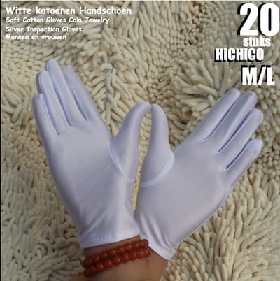 Dames handschoenen Wit - Vrouwelijke handschoenen Wit maat ML 20Stuks/10Paar