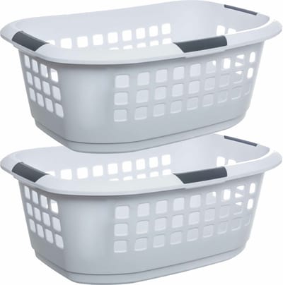 5Five Wasmand extra groot - 2x - wit - kunststof - 51 liter - 67 x 47 x 27 cm - ruime wasmanden