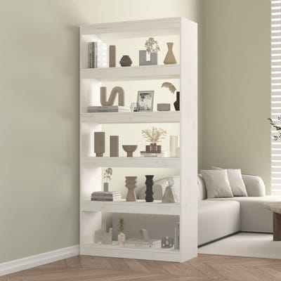 vidaXL - Boekenkast/kamerscherm - 80x30x167,4 - cm - massief - grenenhout - wit