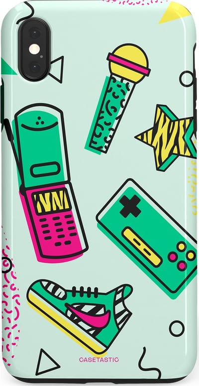 Casetastic Hoesje Geschikt voor Apple iPhone Xs Max - Stijlvolle Beschermende Duo-layer Case - Retro 80s sneaker
