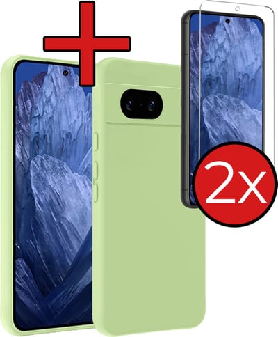 Hoesje - Met 2x Screenprotector - Geschikt voor Google Pixel 8a - Sterk & Shockproof - Telefoon Hoes - Back Cover - Siliconen Case - Telefoonhoes - Groen