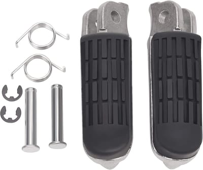 Motorfiets Voetsteunen - Pedaal Steunen - Comfortabel Rijden - Rubberen Anti-slip - Universeel - Zwart Zilver